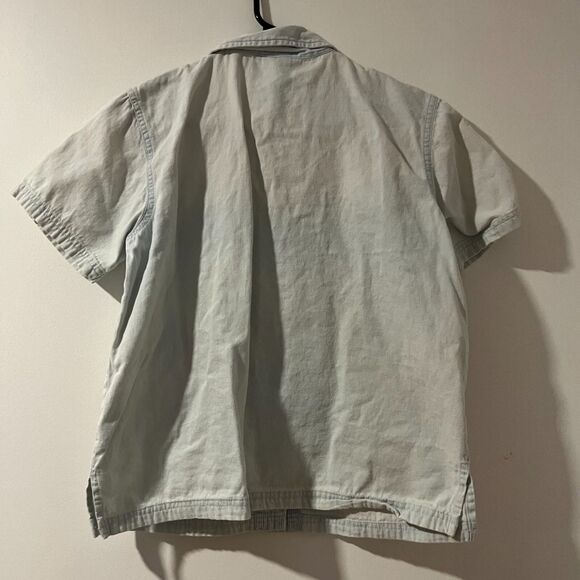 Teddi Denim Shirt Women Size PS Embroidered Short Sleeve Button Cottage Core Vtg - Picture 3 of 7
